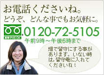 みなべの梅農家・お電話ください。0120-72-5105